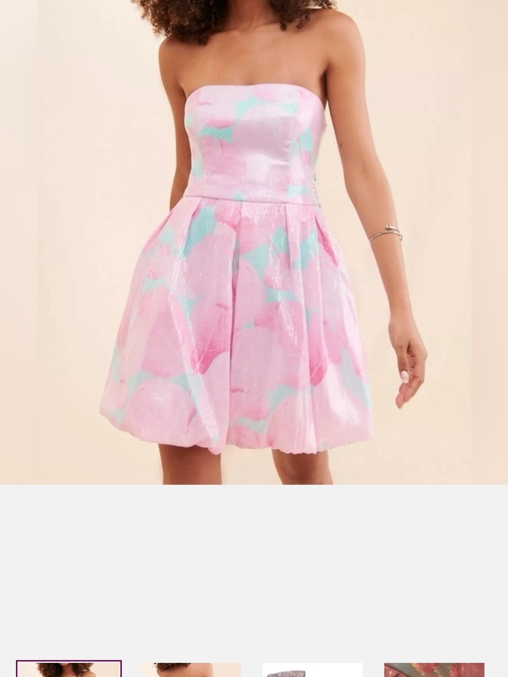 Hutch Strapless Pink and Mint Floral Mini Dress